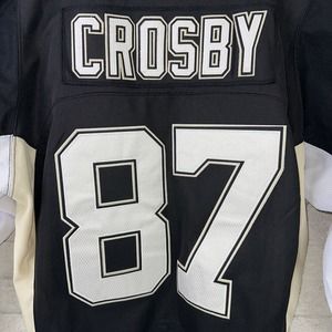 Reebok NHL Sidney Crosby Pittsburg Penguins #87 Jersey Fight Strap Black Size 50
